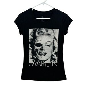 Marilyn Monroe T Shirt MEDIUM Black Skeleton Edgy Punk Rock Casual Glam Grunge